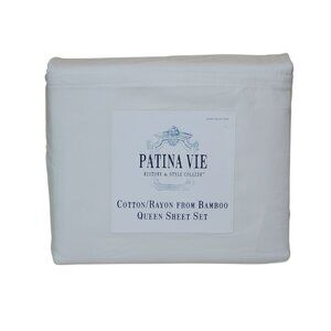 Patina Vie Queen Bamboo Cotton Blend Sheet Set White New Gena White